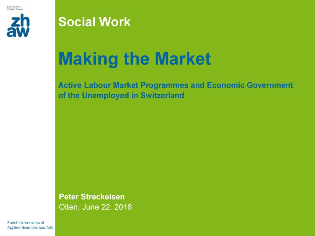 Contribution au colloque « Le durcissement de l’État social », à Olten, les 21 et 22 juin 2018.